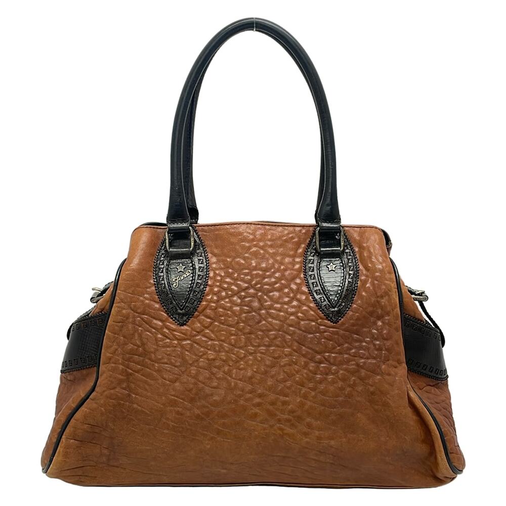 Fendi Etnico Handbag 8BN162 Brown Dark Brown